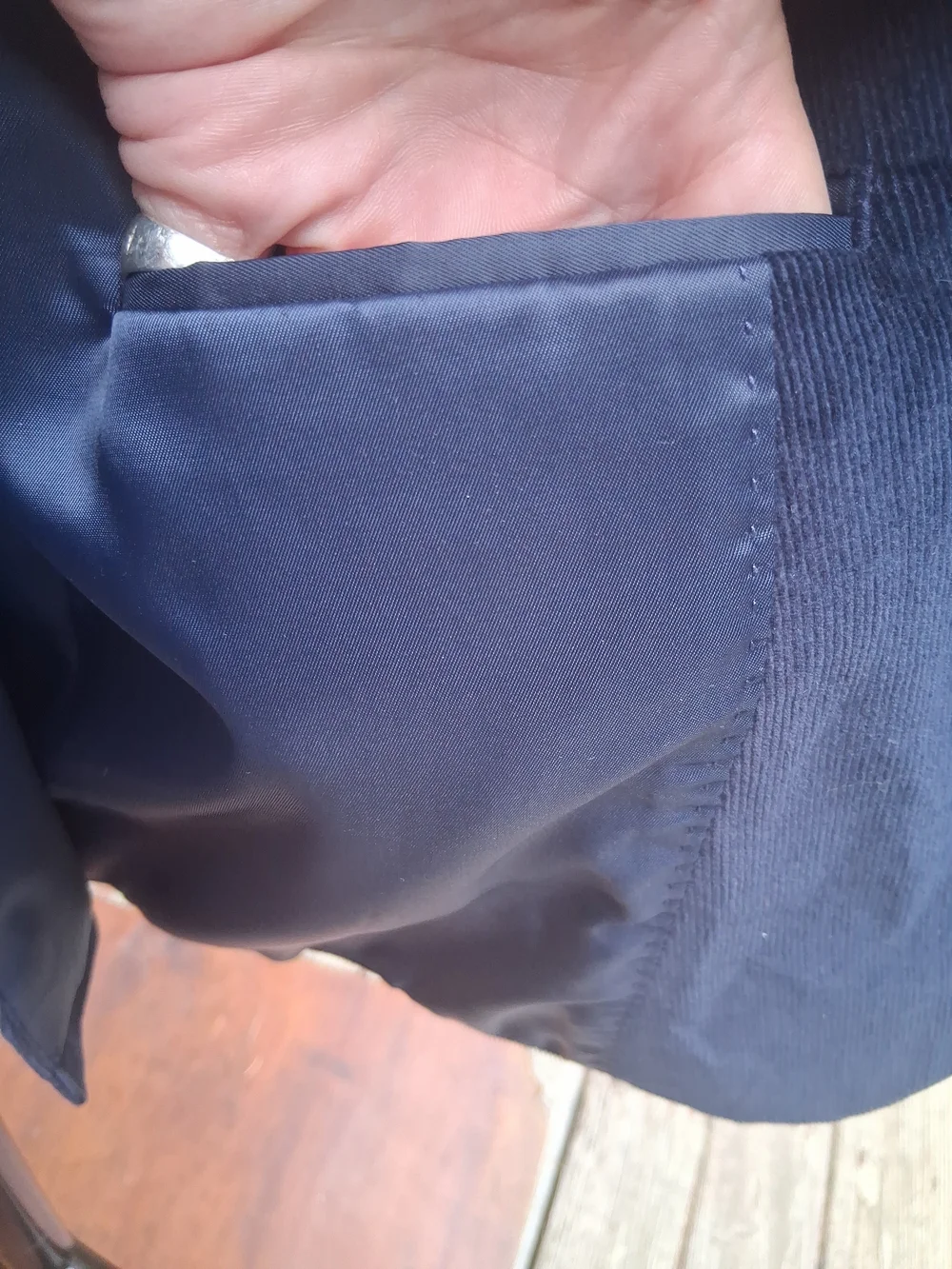 Stafford Classic Fit Royal Blue Corduroy Blazer Suede Elbow Patches Mens 48R